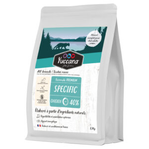 Paquet de nourriture pour chats Yuccana, toutes races, 40% poulet, ingrédients naturels, France